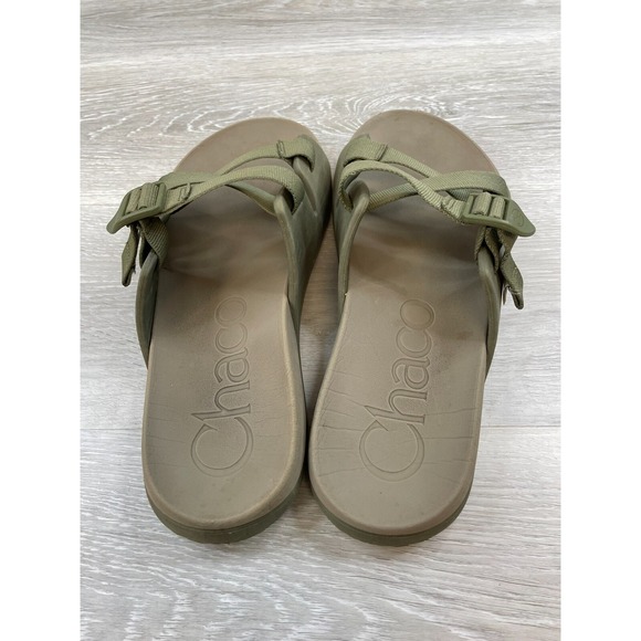 Chaco Chillos CF000089 Men's 12 Green Fabric‎ Upper Footbed Slip-On Slide Sandal - Picture 8 of 11